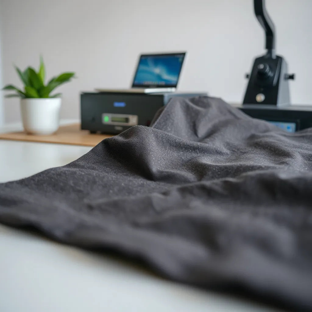Durable DTF transfer heat-pressed onto dark fabric with crisp, smooth print texture