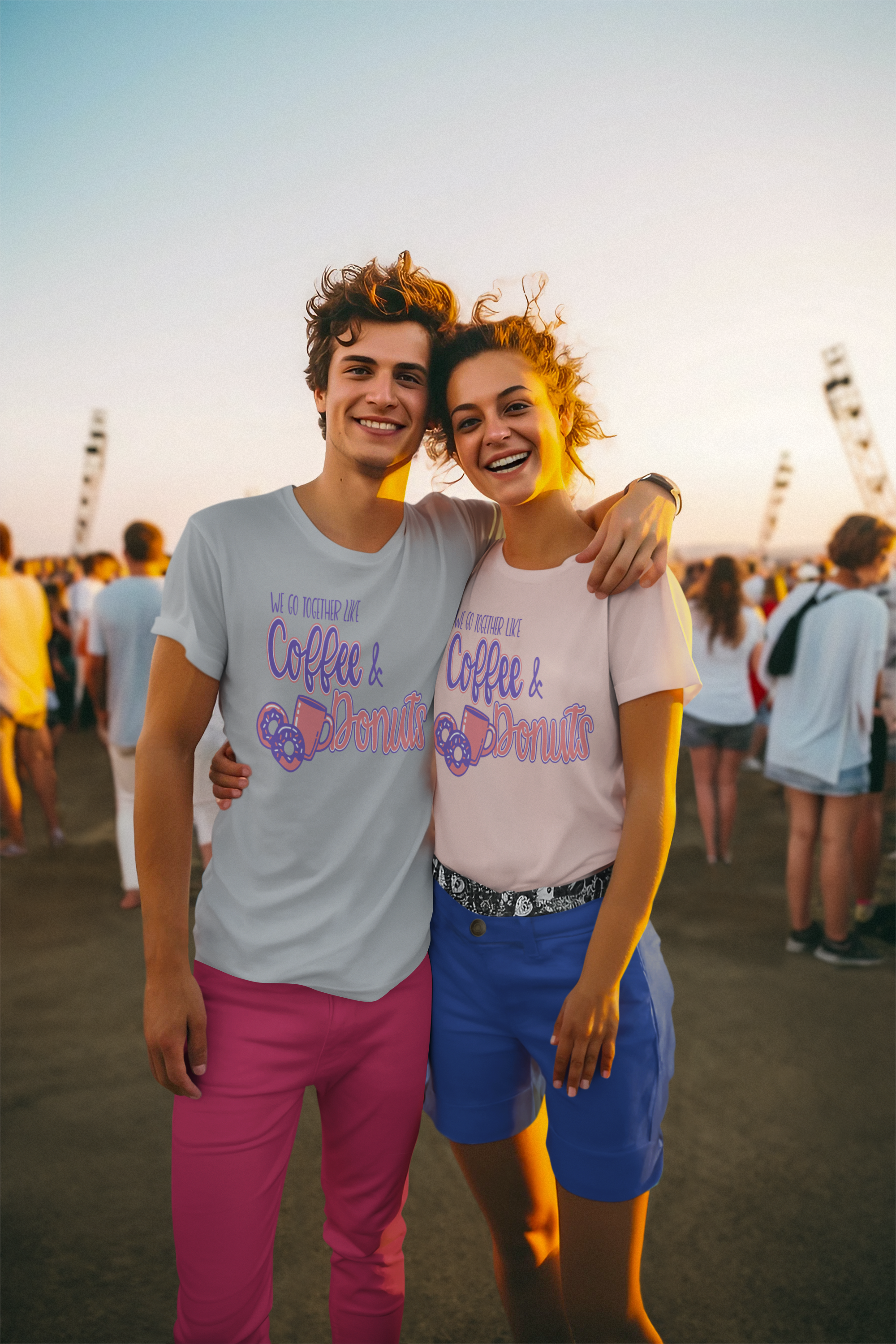 We Go Together Like Coffee & Donuts – Cute Couple DTF Transfer