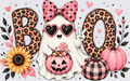 Cute Ghost BOO Halloween Leopard Print Pink Pumpkin Design