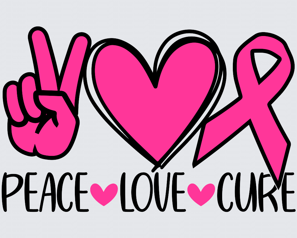 Peace Love Cure Cancer Awareness DTF Transfer