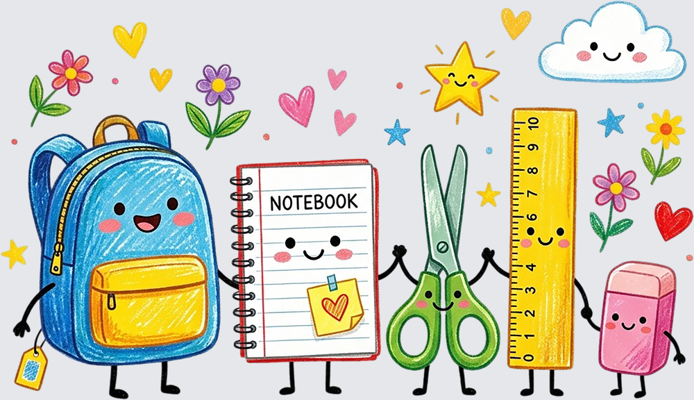 Kawaii Back to School Supplies Cute Cartoon Characters
