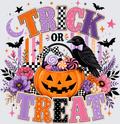 Trick or Treat Halloween Jack-o-Lantern Candy Bucket Crow Floral