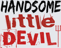 Handsome Little Devil Bold Distressed Red Black Typography with Trident