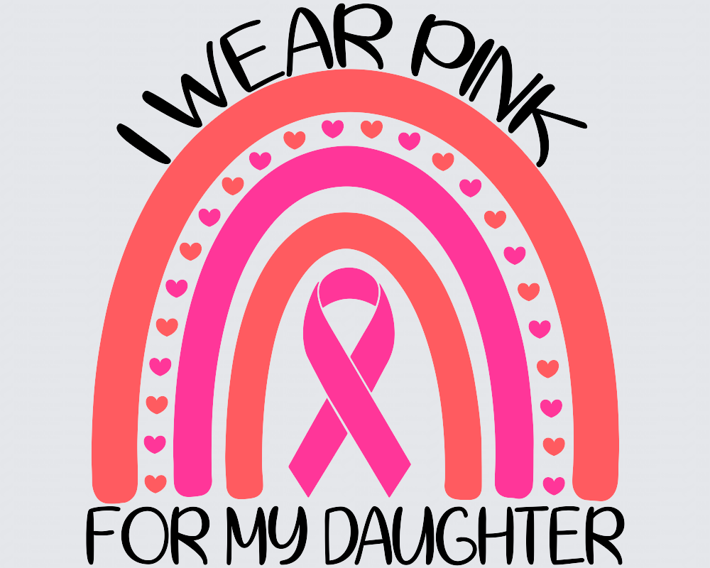 I Wear Pink For My Daughter Rainbow DTF Transfer