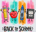 Back to School Cute Kawaii School Supplies Watercolor