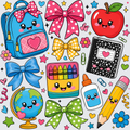 Kawaii Back to School Supplies Coquette Bows Bundle