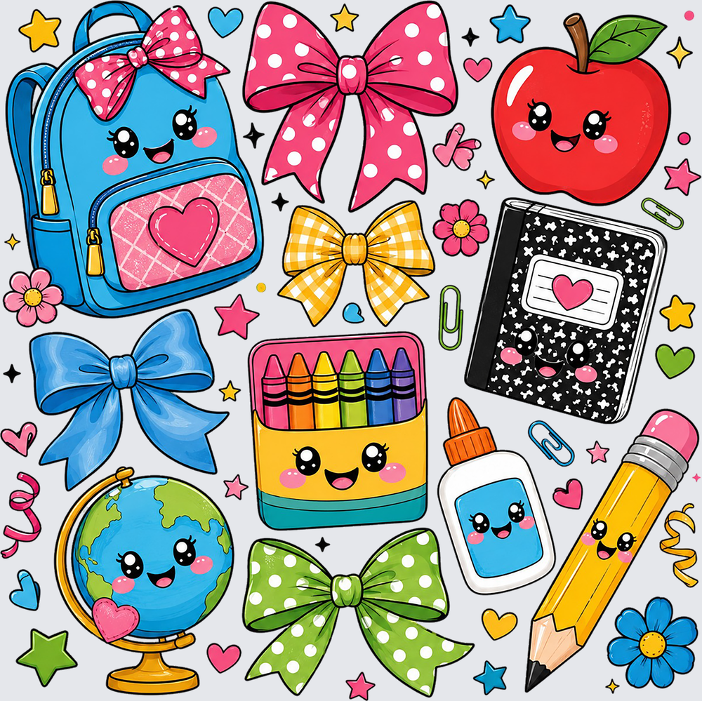 Kawaii Back to School Supplies Coquette Bows Bundle