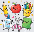 Cute Kawaii School Supplies Back to School Happy Characters