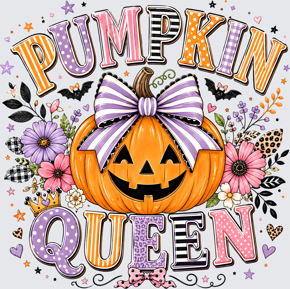 Pumpkin Queen Halloween Jack-O-Lantern Bow Floral Design
