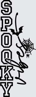 Spooky Vertical Text Ghost Bat Spider Web Halloween Design