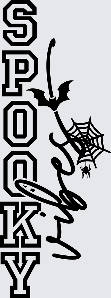 Spooky Vertical Text Ghost Bat Spider Web Halloween Design