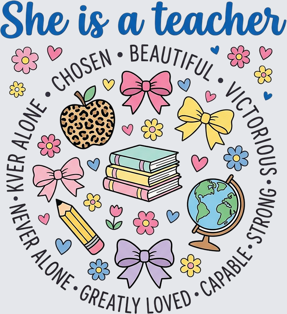 She Is A Teacher Chosen Beautiful Victorious Strong Floral