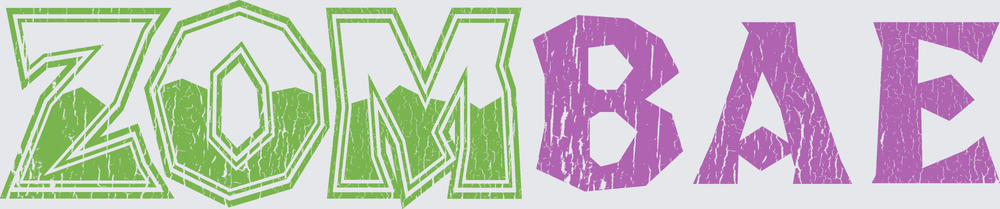 ZomBae Green and Purple Distressed Halloween Typography