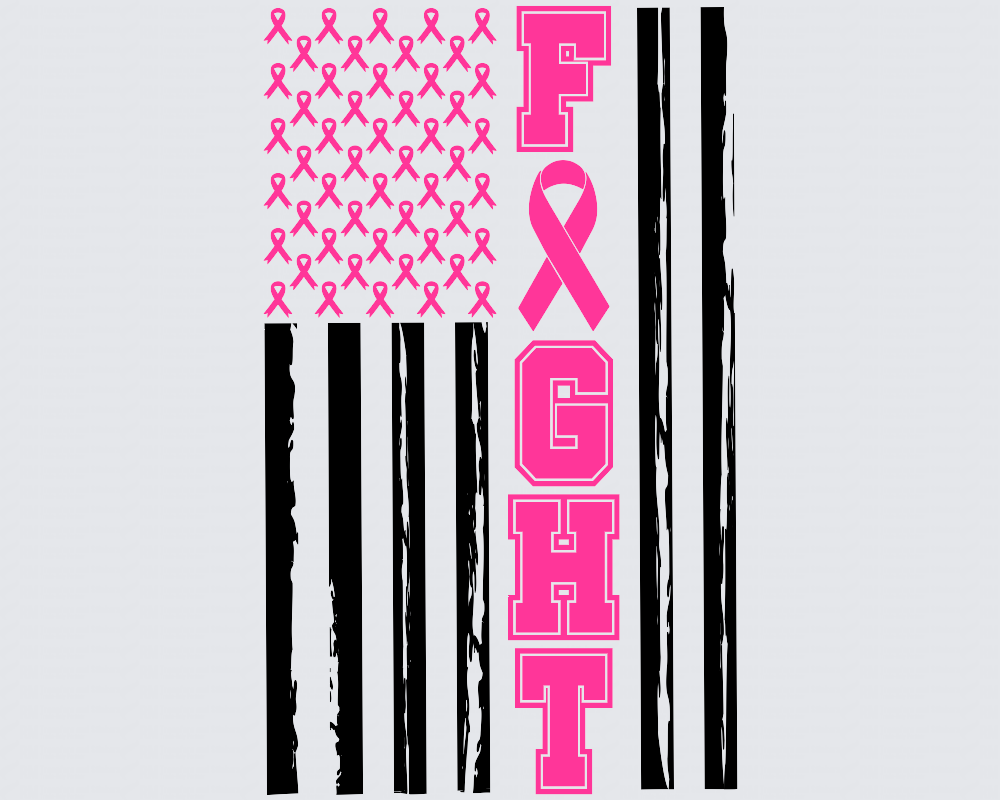 Cancer Fight US Flag DTF Transfer