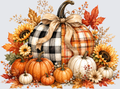 Buffalo Plaid Pumpkins Fall Harvest Sunflowers Autumn Bow