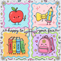 Happy To Your Face Kawaii Back To School Quad Panel Bow