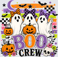 Boo Crew Three Cute Ghosts with Bows Halloween Pumpkins