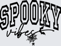 Spooky Vibes Halloween Arched Varsity Text Bat Spider Web